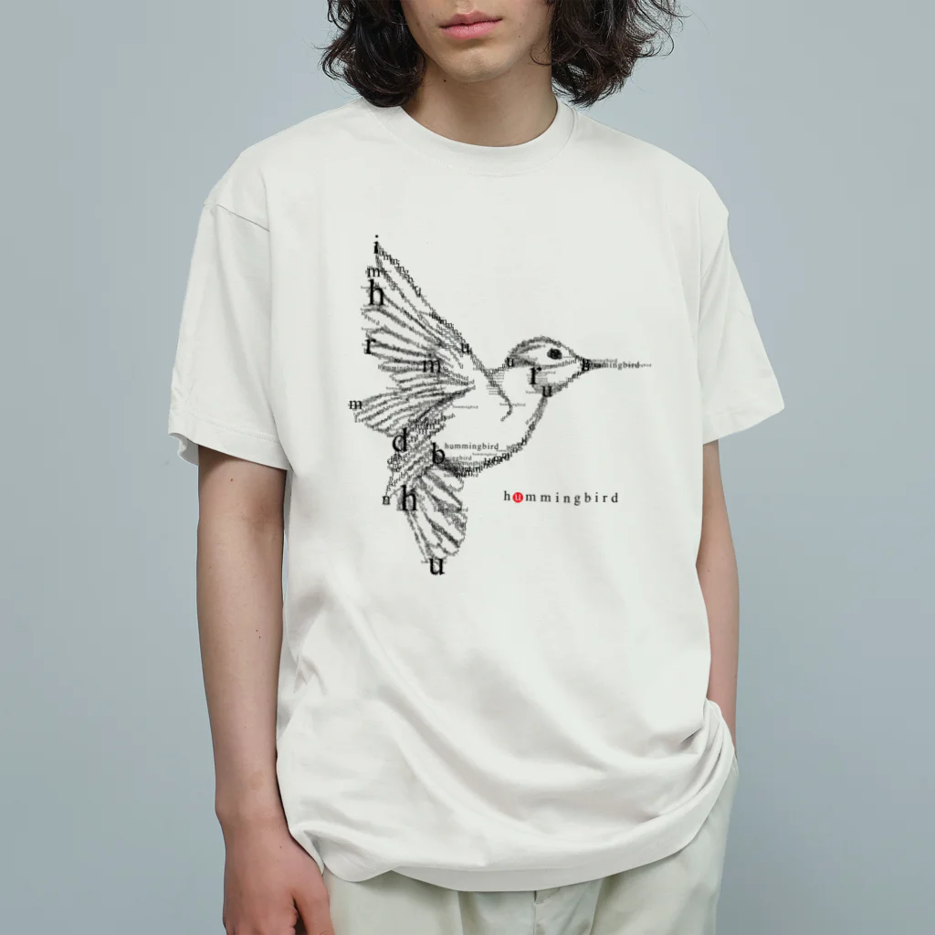 t-shirts-cafeのフォントイラストレーション『hummingbird（ハミングバード・ハチドリ）』 Organic Cotton T-Shirt