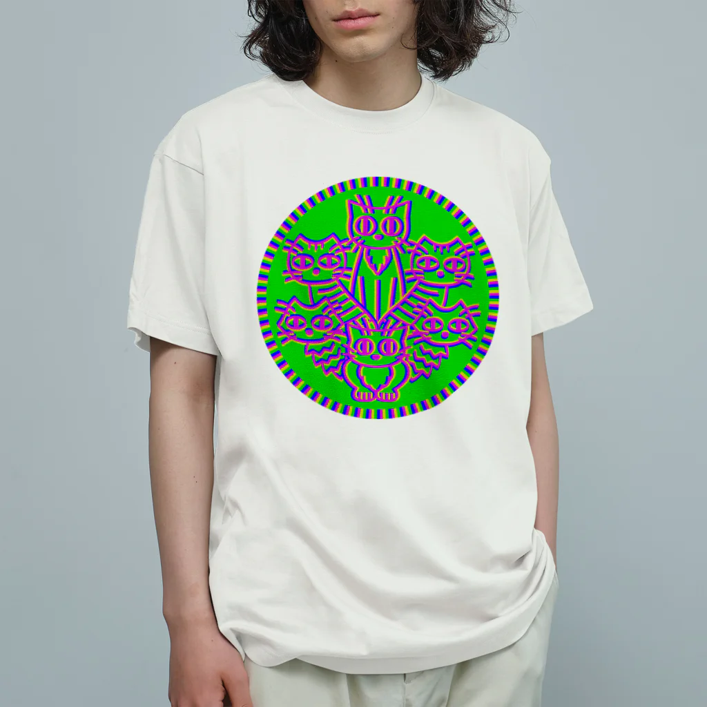 psychedahliaのMeow Meow TRAIN オーガニックコットンTシャツ