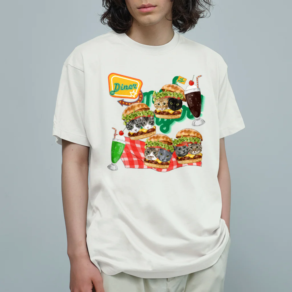 みきぞーん｜保護猫 ミッキー画伯と肉球とおともだちのmuchaguraainima hamburger Organic Cotton T-Shirt