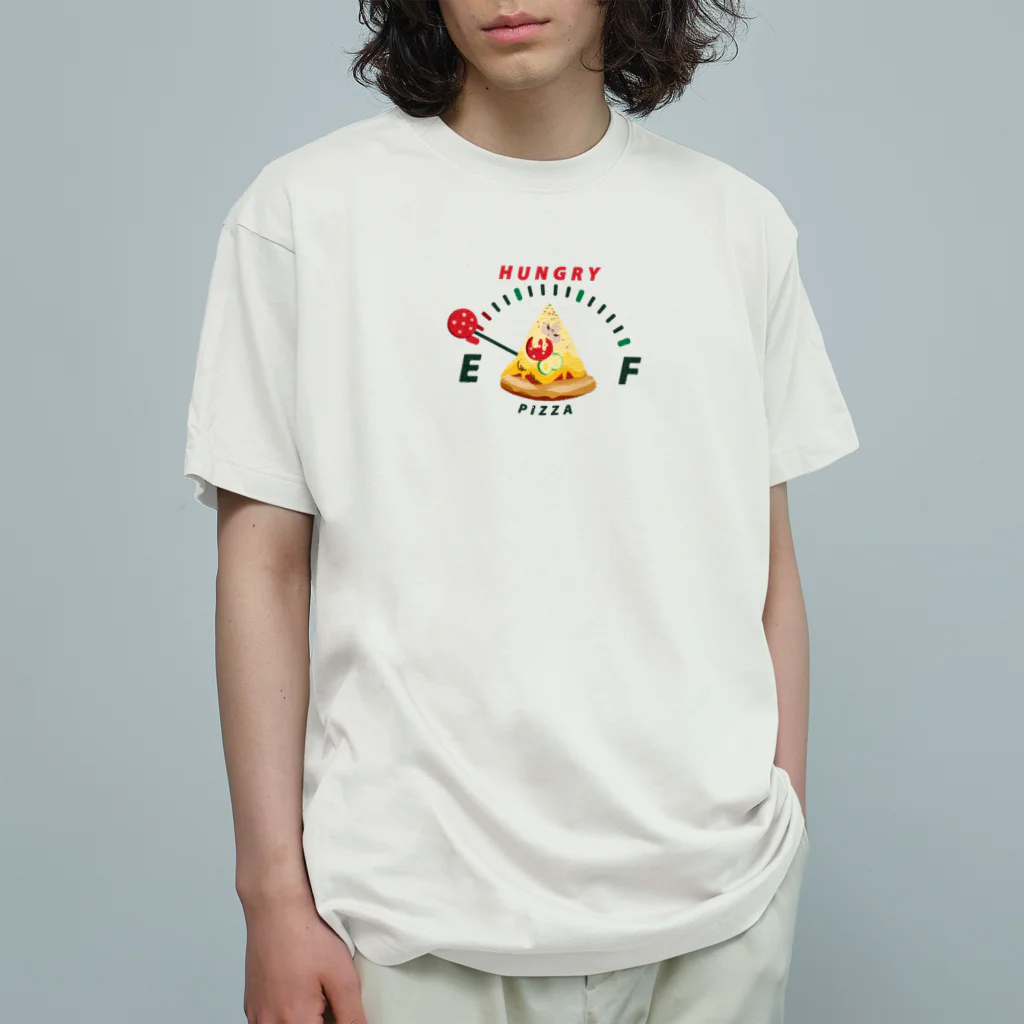 イラスト MONYAAT の腹ペコゲージ　ピザ　A*M オーガニックコットンTシャツ