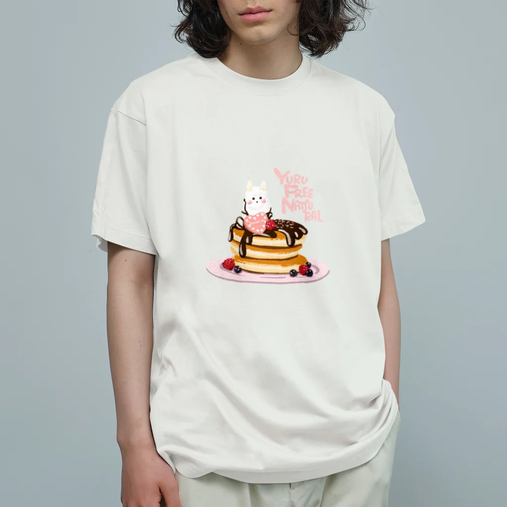 yuru.natu.artのパンケーキ文字シンプルピンク Organic Cotton T-Shirt