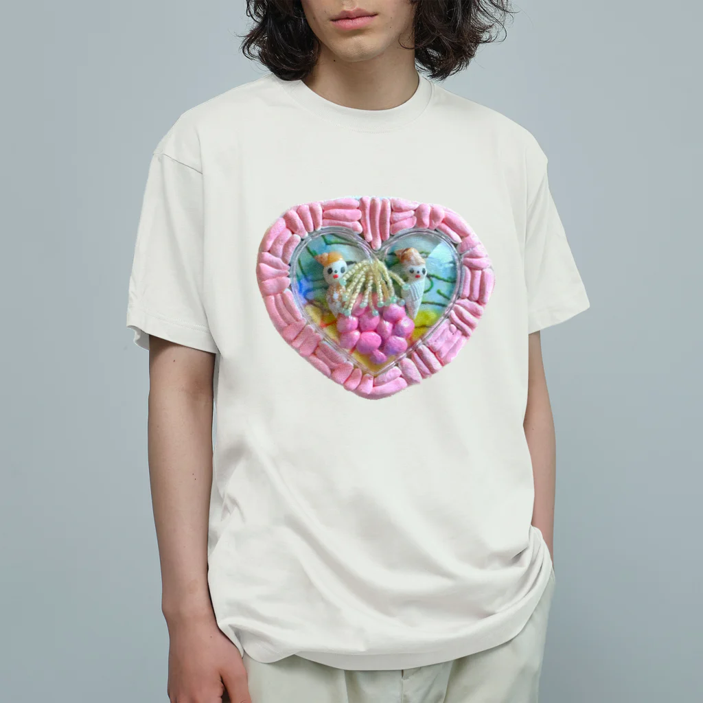 貝殻こけし舎スズリ店のピンクのハート Organic Cotton T-Shirt