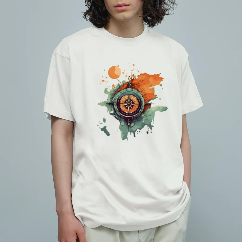 キャンプの達人のコンパス＆マップ ヴィンテージ キャンプ Organic Cotton T-Shirt