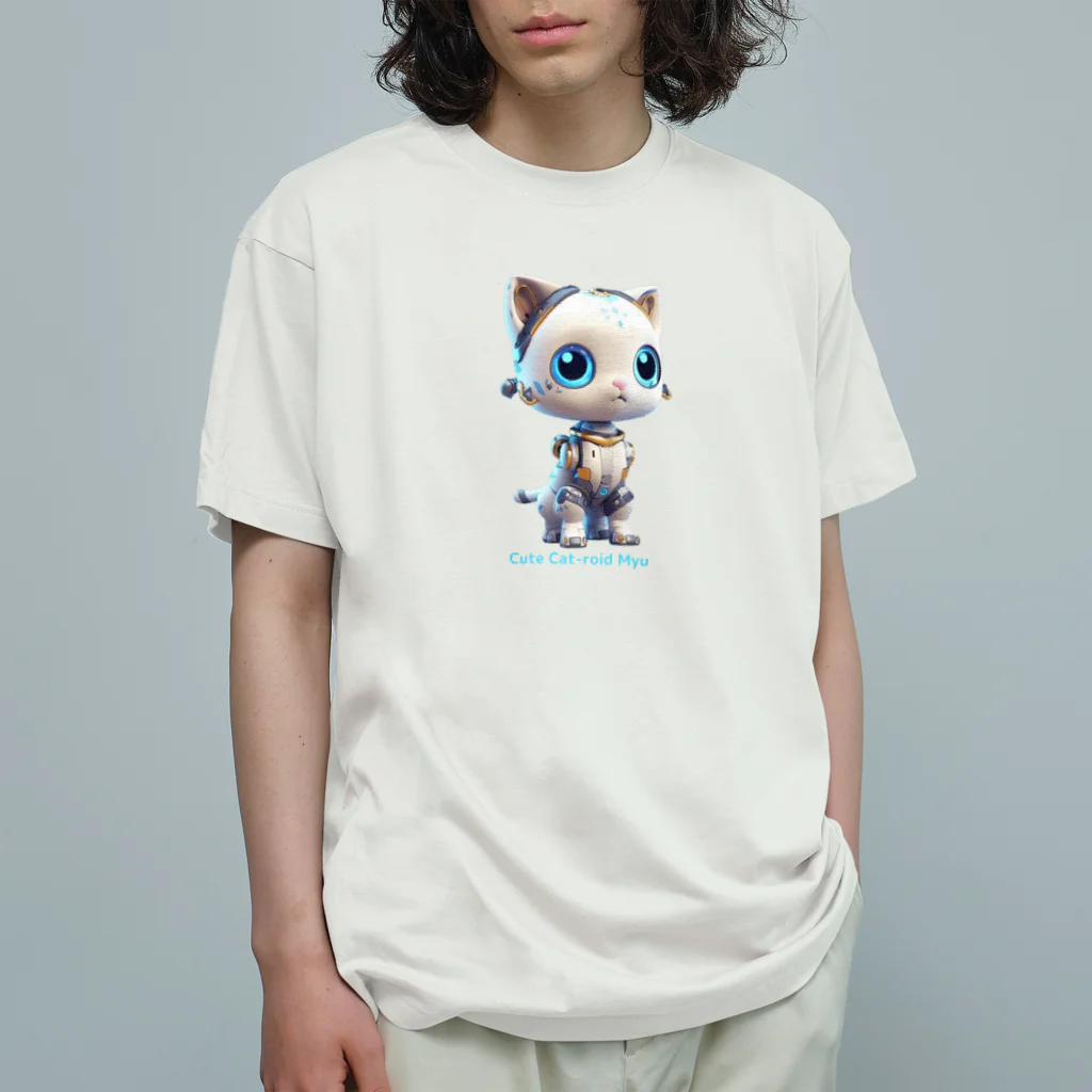 Connect Happiness DesignのCute Cat-roid Myu　 Organic Cotton T-Shirt