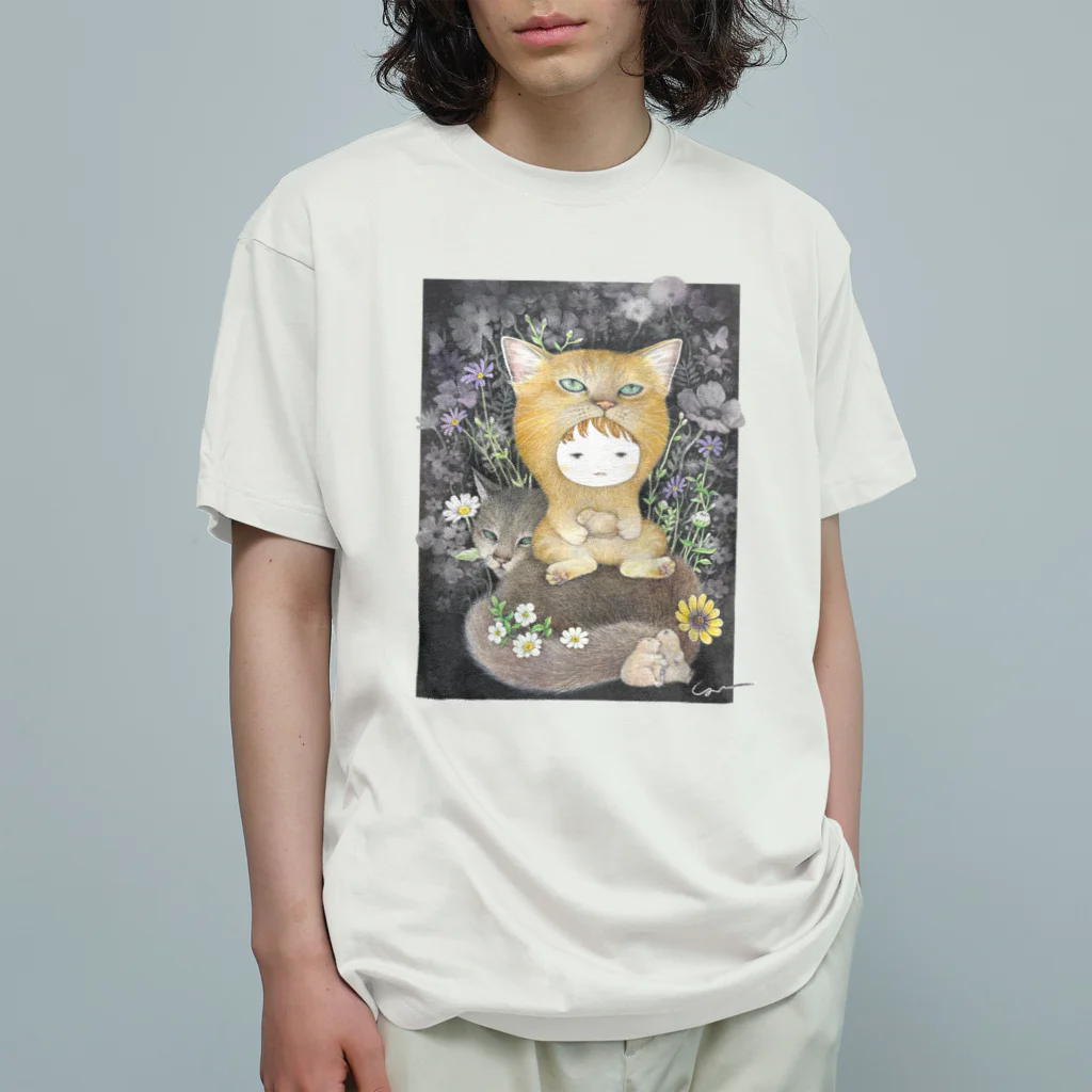 山田雨月shopのねこママクッション暖かいなT Organic Cotton T-Shirt