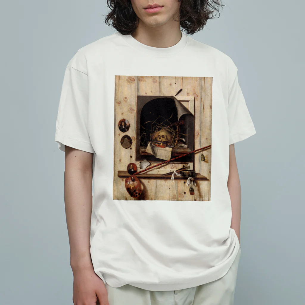 世界美術商店のヴァニタス画のあるアトリエの壁 / Trompe l'oeil with Studio Wall and Vanitas Still Life Organic Cotton T-Shirt