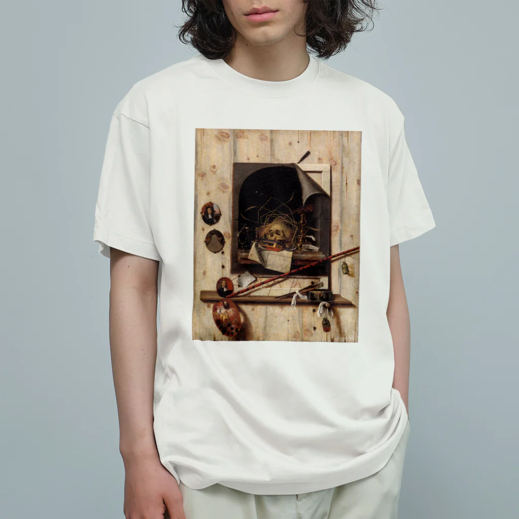 世界美術商店のヴァニタス画のあるアトリエの壁 / Trompe l'oeil with Studio Wall and Vanitas Still Life オーガニックコットンTシャツ