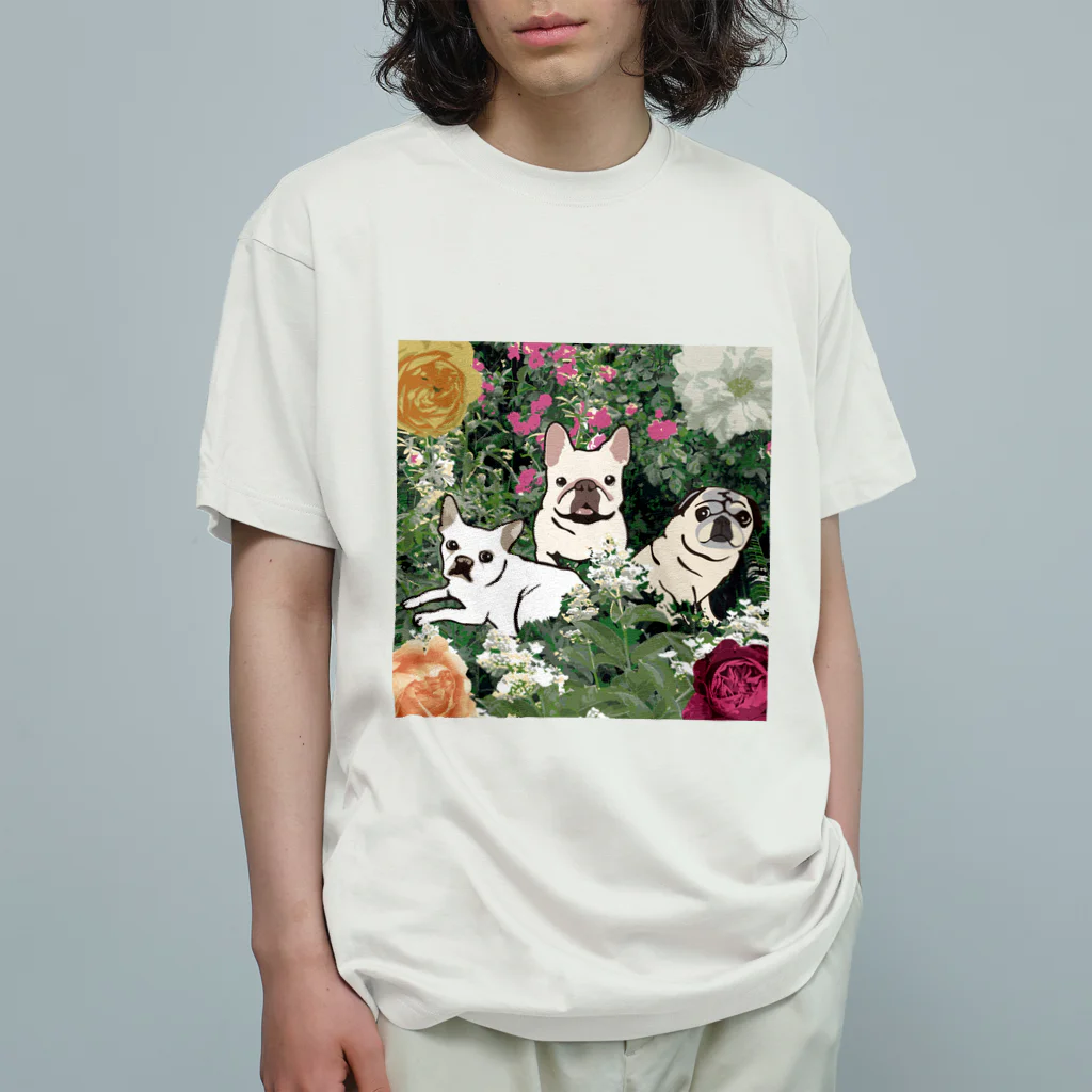 裏ひぐちのお茶目コトさん万平PUG STYLE オーガニックコットンTシャツ