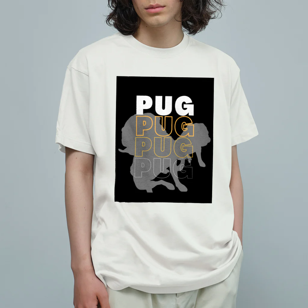 INULAVITAのPug silhouette オーガニックコットンTシャツ