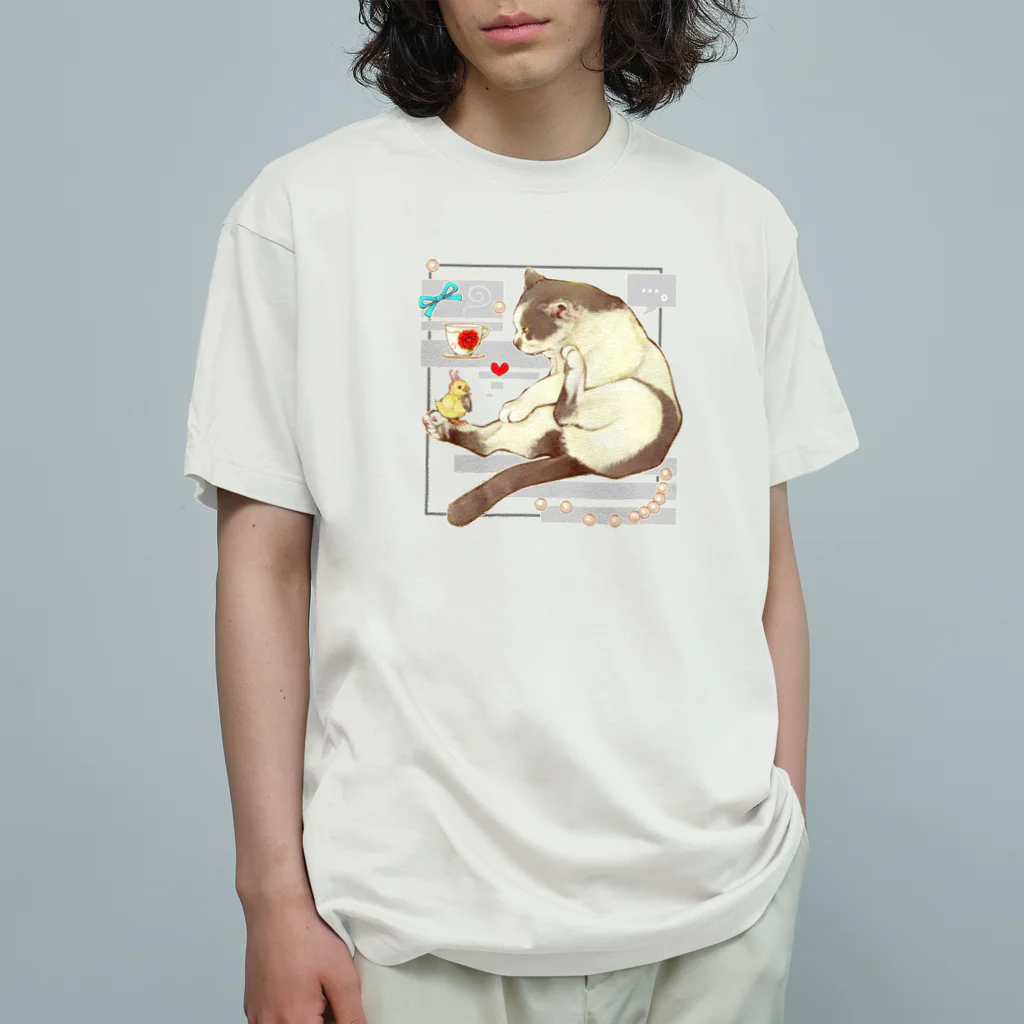 トロ箱戦隊本部のヒヨコちゃんと猫さん(お茶会お誘い中) Organic Cotton T-Shirt