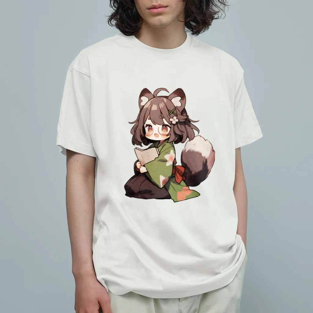 jai-to-anのたぬっぺ  (Tanuppe)  ver.5 狸の神様、たぬき、タヌキ オーガニックコットンTシャツ