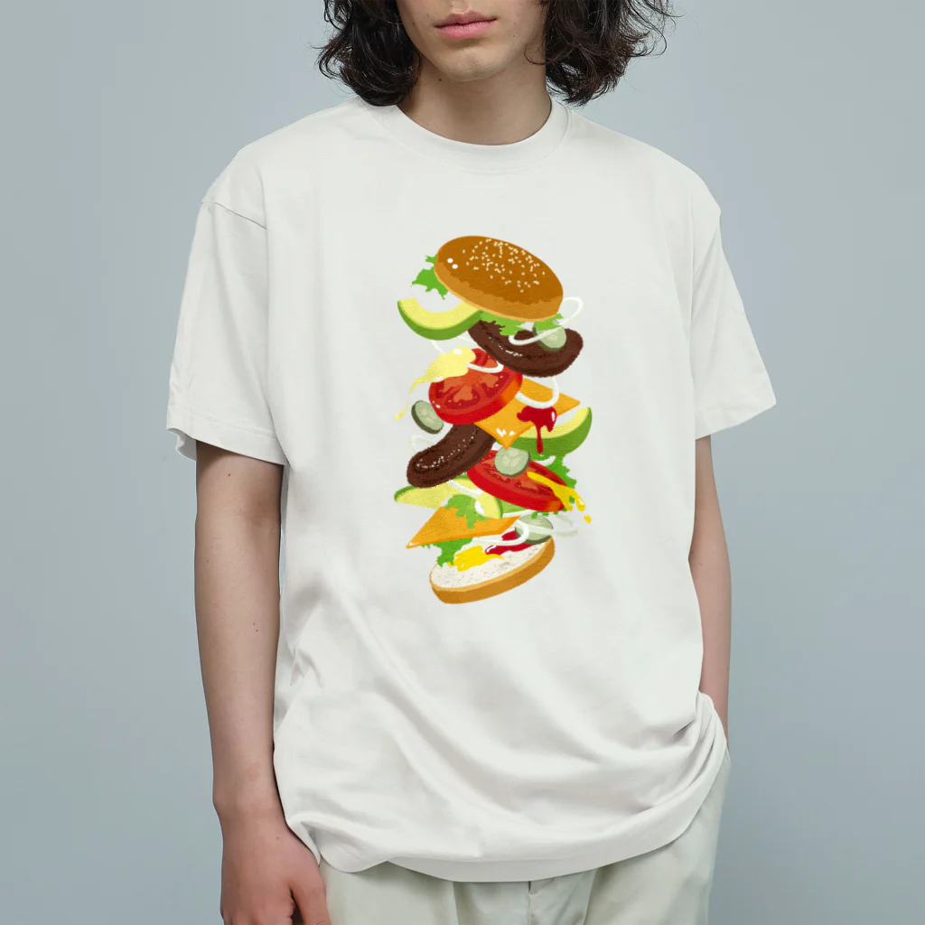 日下田のフォーリングハンバーガー オーガニックコットンTシャツ