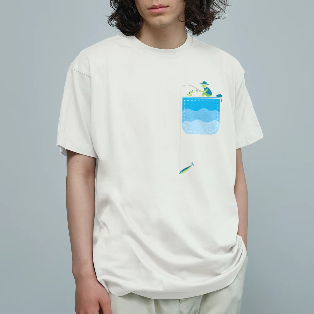 ワカボンドののんびりと釣りを楽しむ_ポケット Organic Cotton T-Shirt