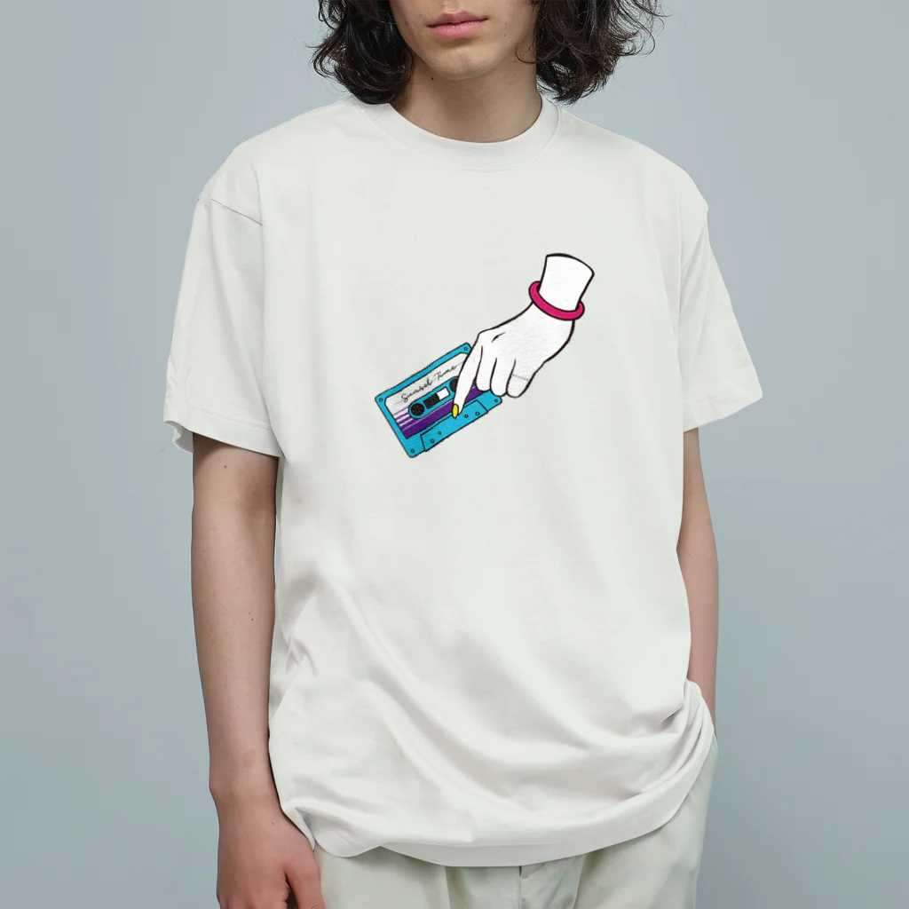 Mi-CRAFTWORKSのミックステープを君に　ブルー オーガニックコットンTシャツ