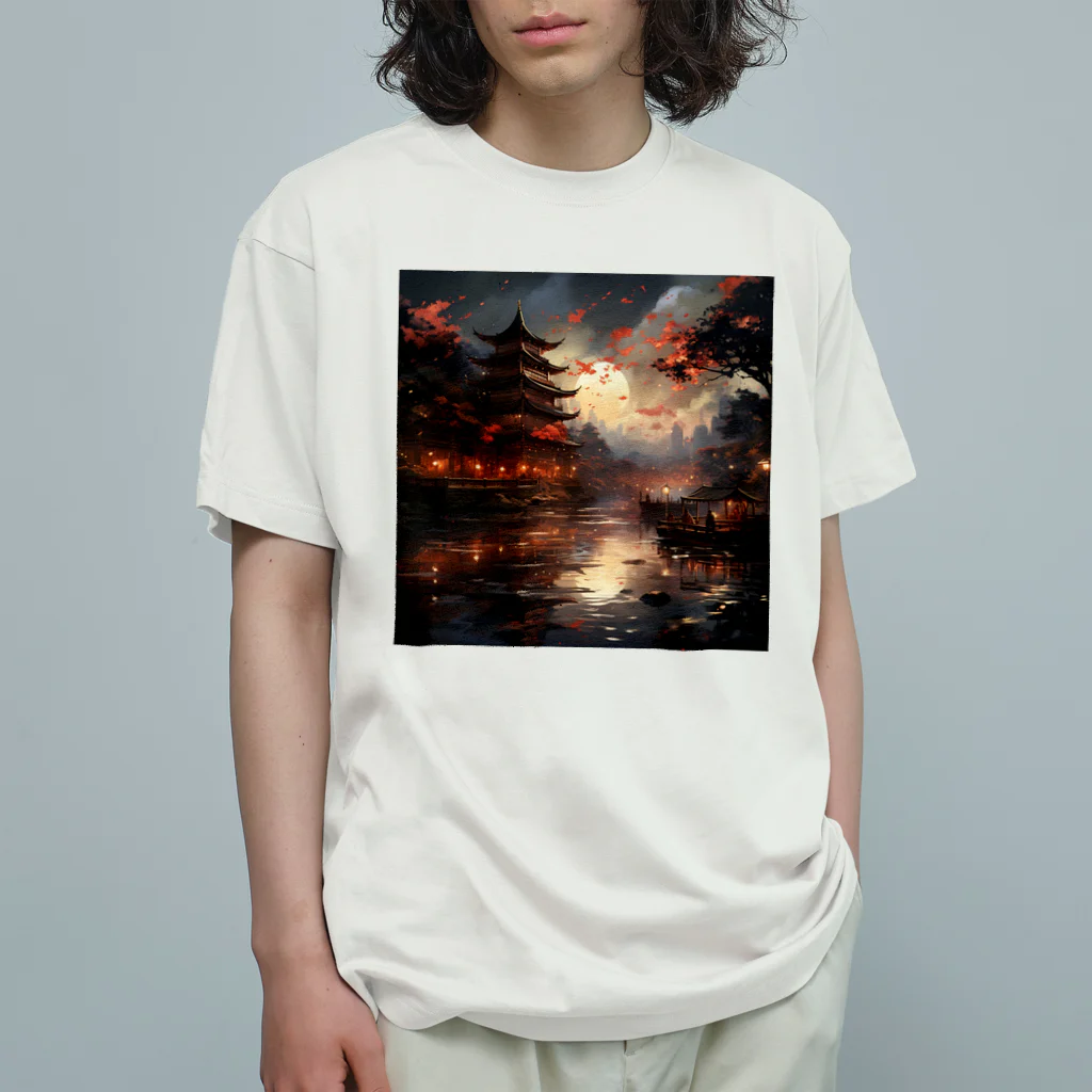 sota-vnの和風夜景デジタルアート オーガニックコットンTシャツ