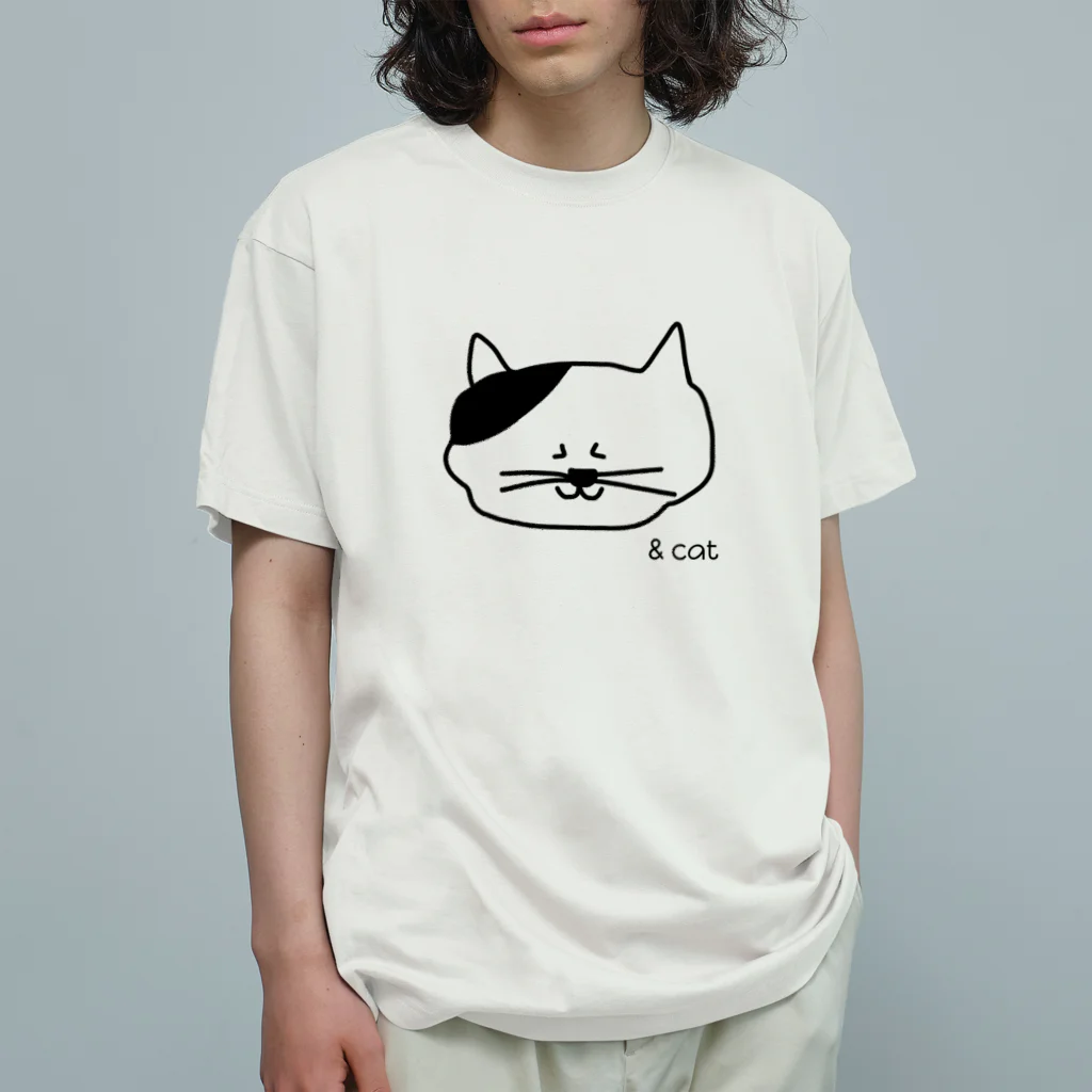 小鳥と映画館のゆるネコ オーガニックコットンTシャツ