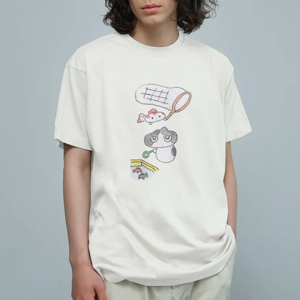 奈良のすごいタオル屋さん ときどき猫のあおによし　金魚と オーガニックコットンTシャツ