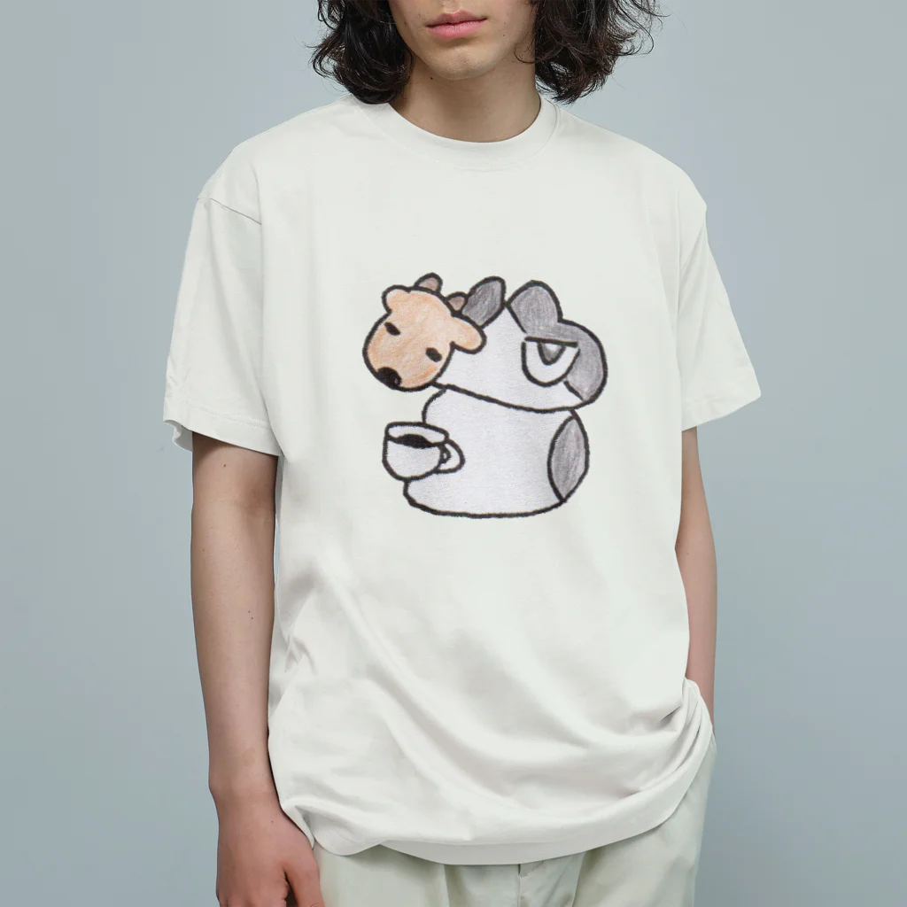 奈良のすごいタオル屋さん ときどき猫のあおによし　鹿のお面と副店長 オーガニックコットンTシャツ