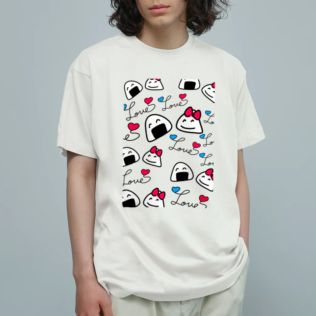 タカのおにぎりlove オーガニックコットンTシャツ