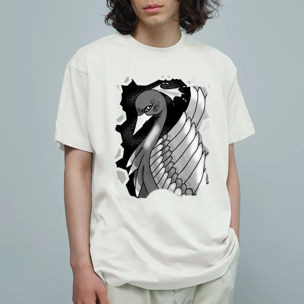 greetenの不死鳥アート　モノクロ Organic Cotton T-Shirt