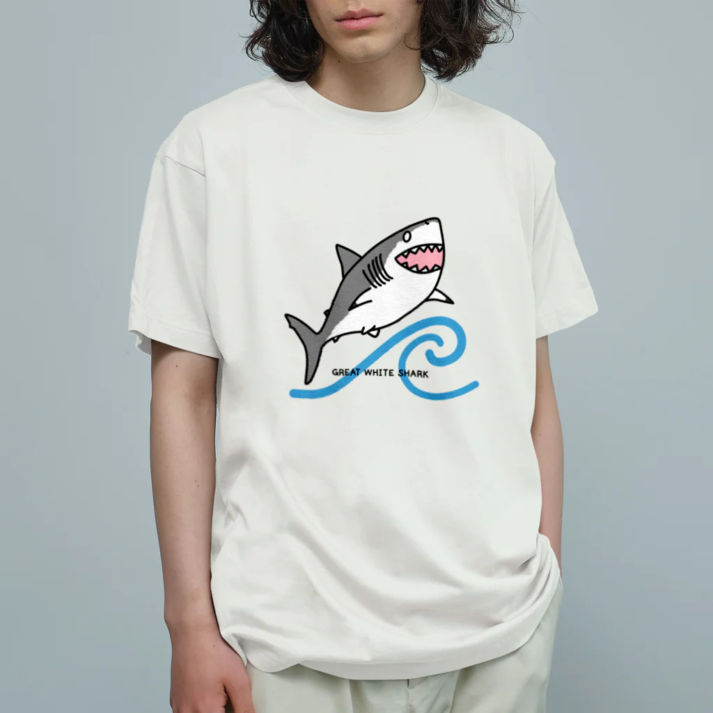 BLUENASHARKのホホジロザメ オーガニックコットンTシャツ