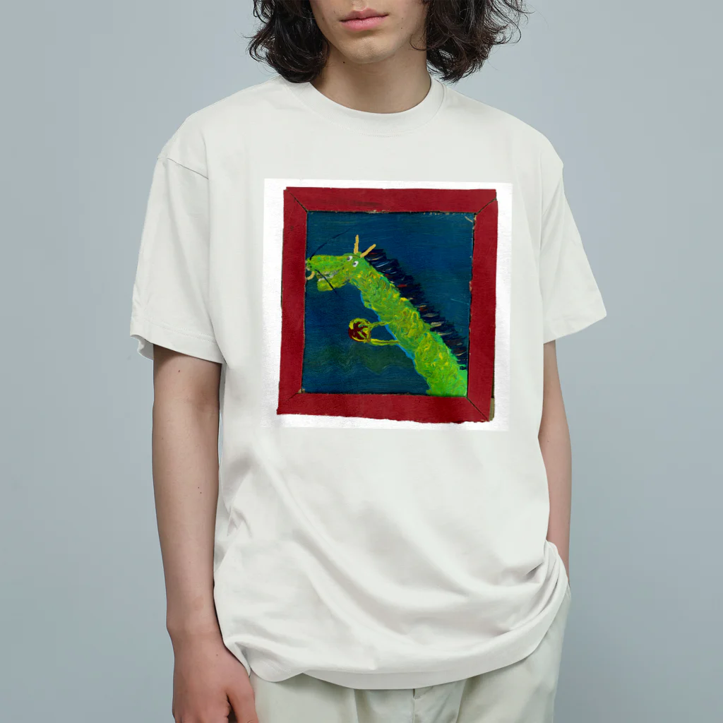 funny dragonの赤い額の中のドラゴンさん Organic Cotton T-Shirt