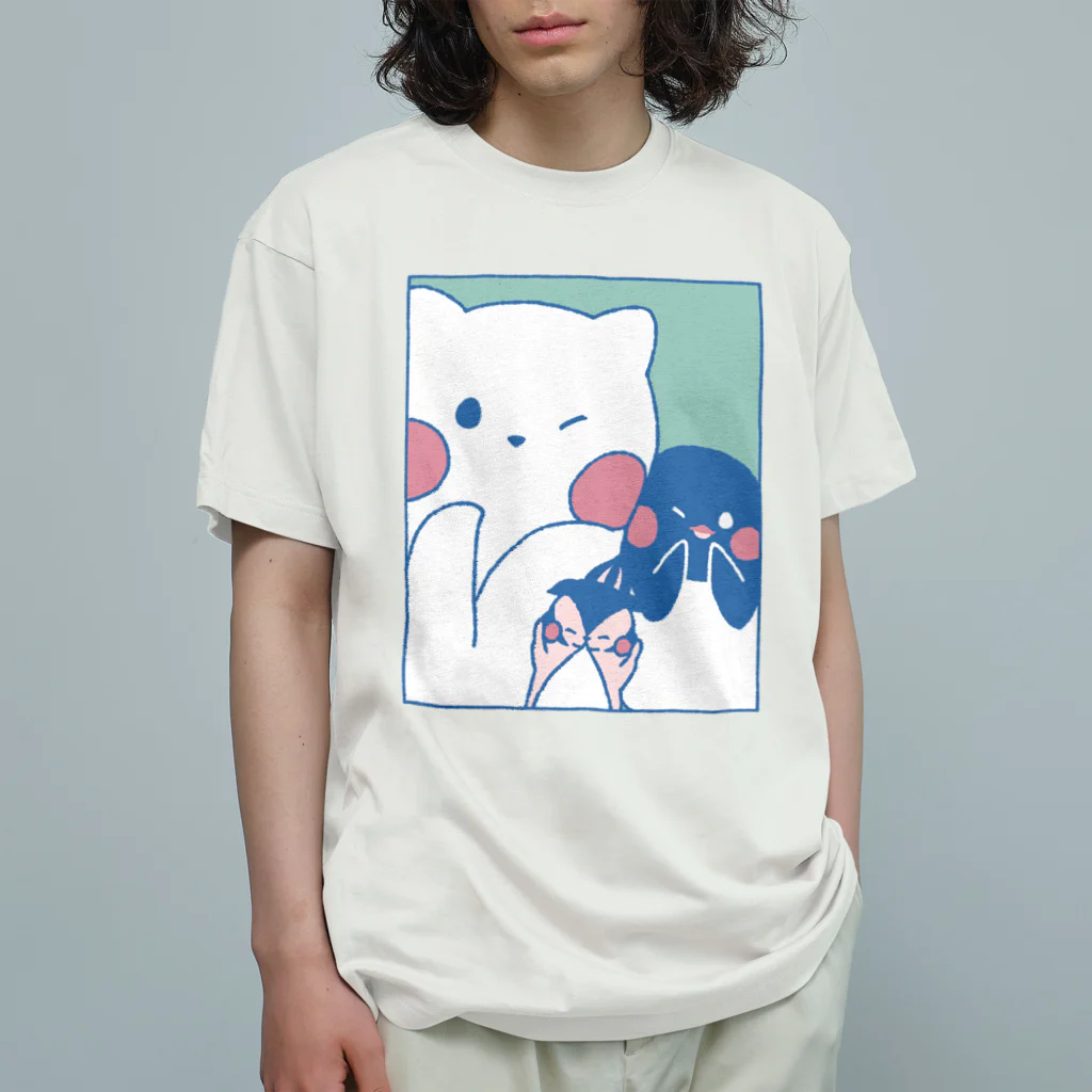 tafu tafuのかわいいポーズのしろぎんしま Organic Cotton T-Shirt