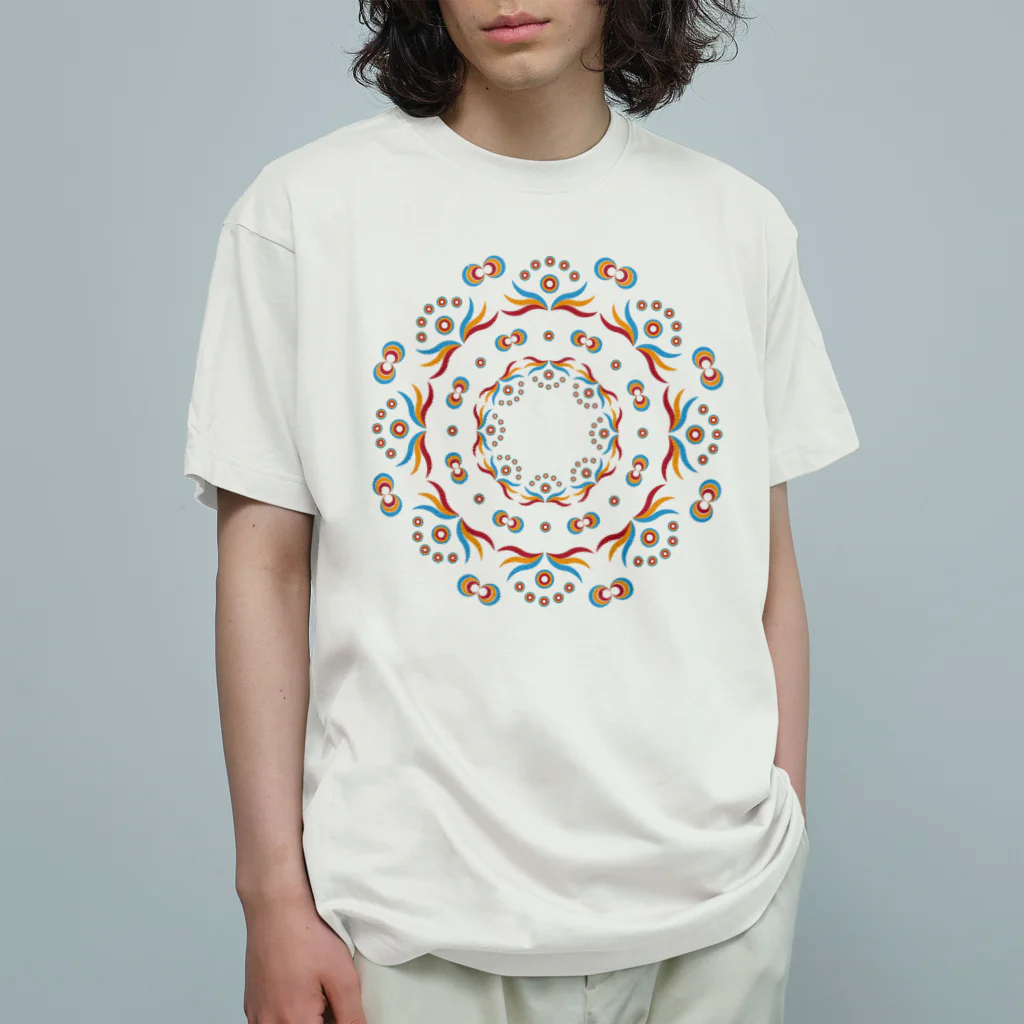 サイケまんだら　時空回楼のサイケまんだら　フラワー（紅） Organic Cotton T-Shirt