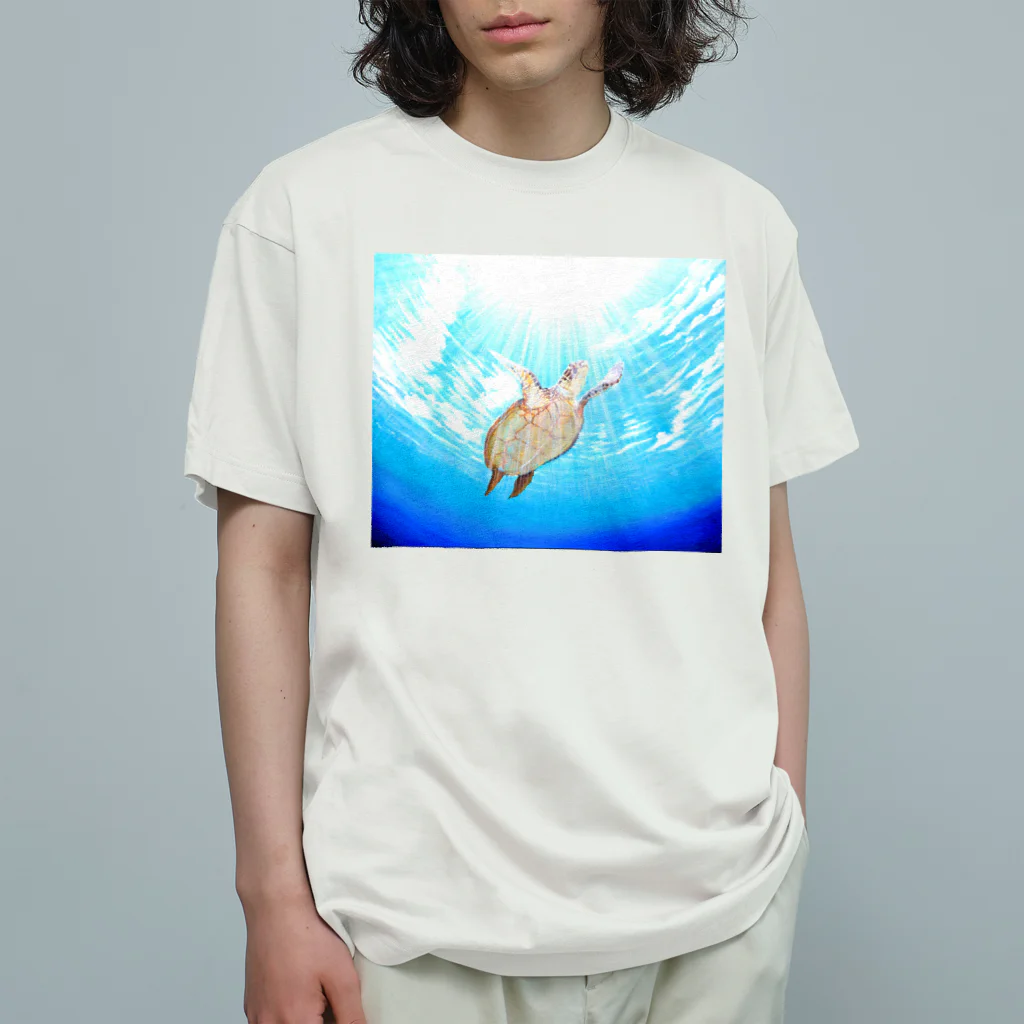 shokomumuの海の空　ウミガメ オーガニックコットンTシャツ