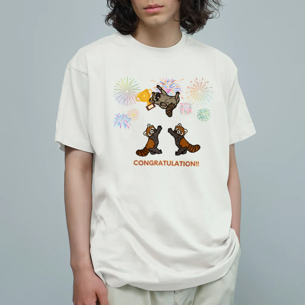 Sky00のアライグマおめでとうくん。 オーガニックコットンTシャツ