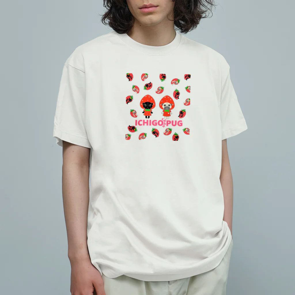 ateliersunrise_kenkenのいちごちゃんパグ Organic Cotton T-Shirt