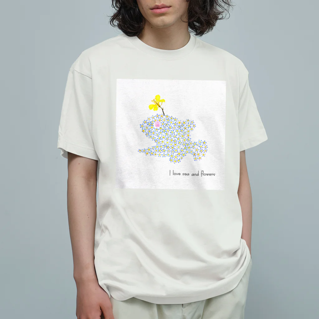 エフェメラル フラワーアートの花チョウチンアンコウ オーガニックコットンTシャツ 유기농 코튼 티셔츠