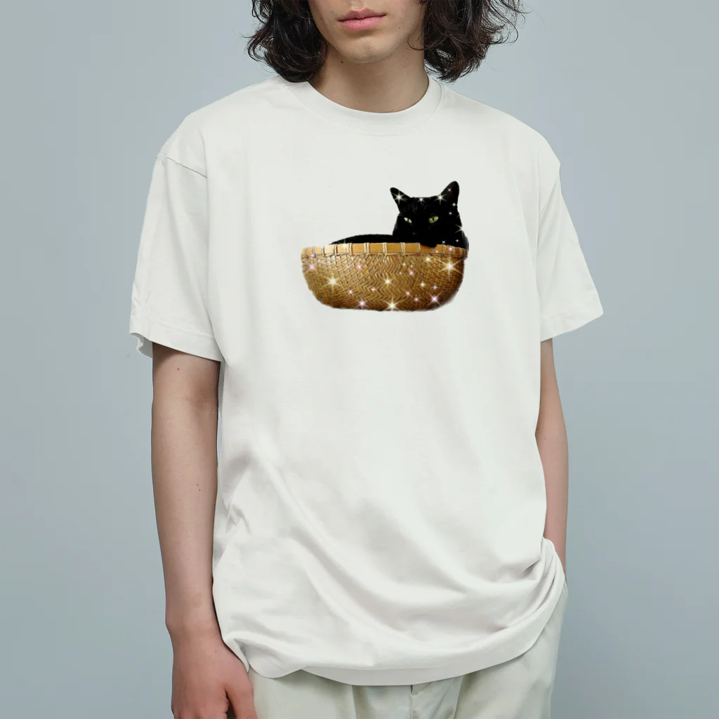 MKPoppp! shopのカゴの中の猫🐈‍⬛ オーガニックコットンTシャツ