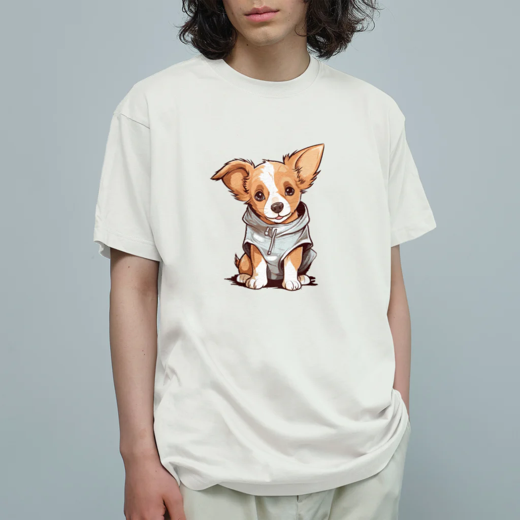 Vasetti_pressのパーカーを着ているワンちゃん オーガニックコットンTシャツ