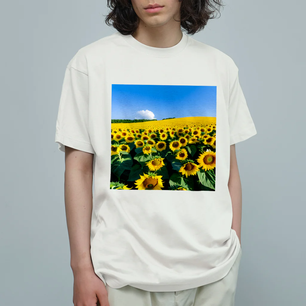 the blue seasonのヒマワリ畑 オーガニックコットンTシャツ