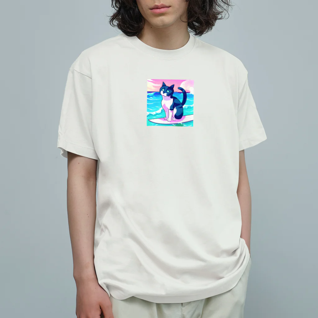 たかみーショップのサーフィンネコ Organic Cotton T-Shirt