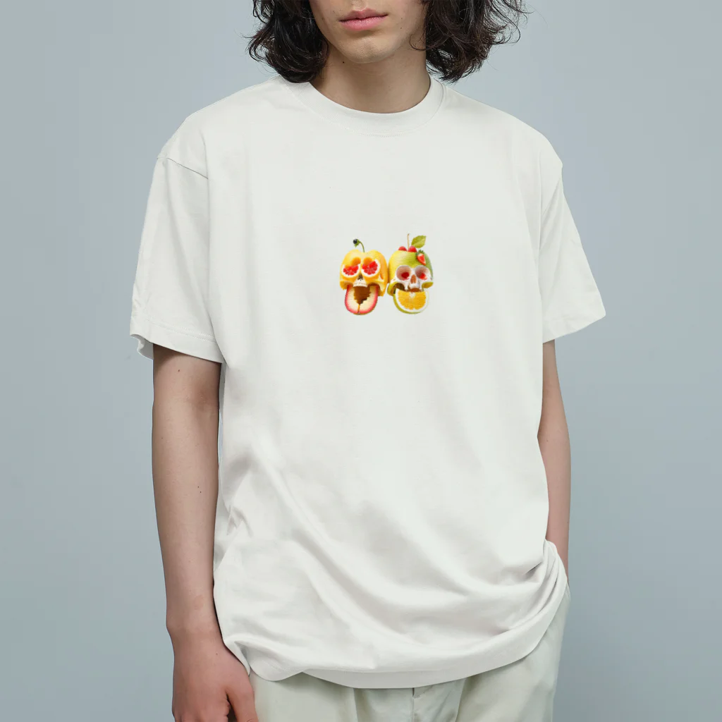 TakaHiro houseの季節のフルーツ髑髏 オーガニックコットンTシャツ