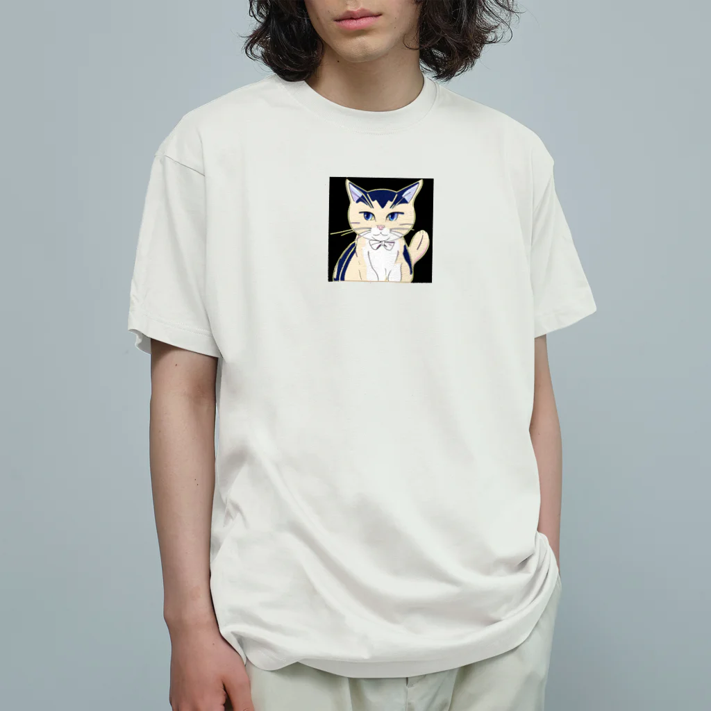 haru-2233の気品ある猫 シマシマ柄 Organic Cotton T-Shirt