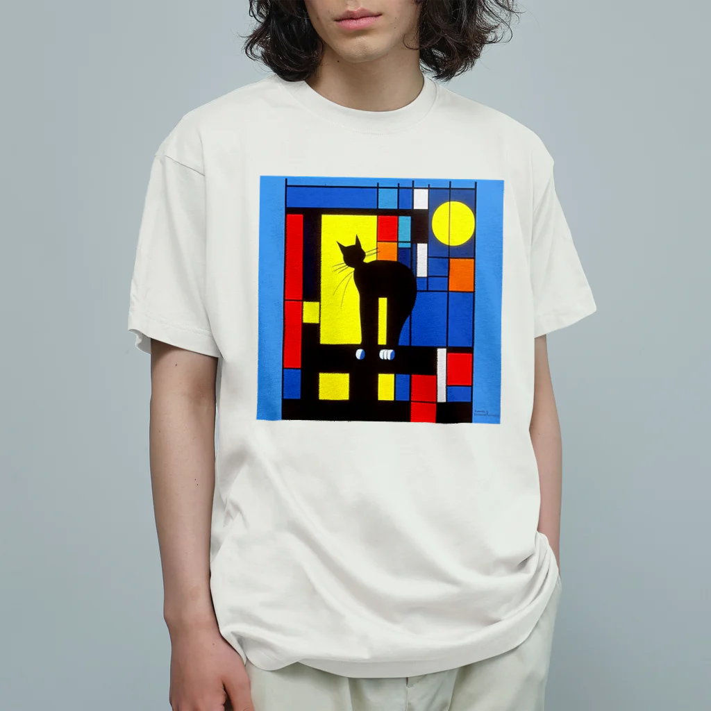 kota.の猫と月 オーガニックコットンTシャツ