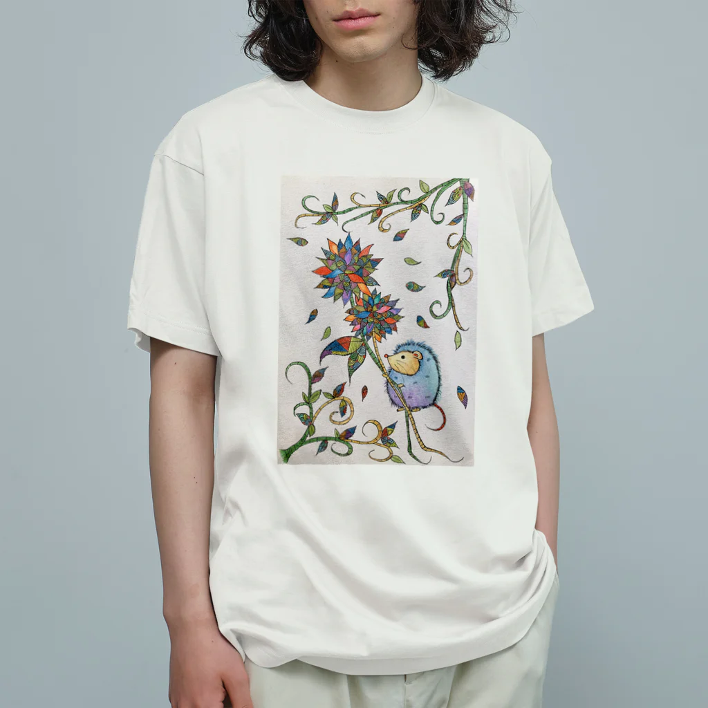 suuのカラフルな花とハリネズミ Organic Cotton T-Shirt