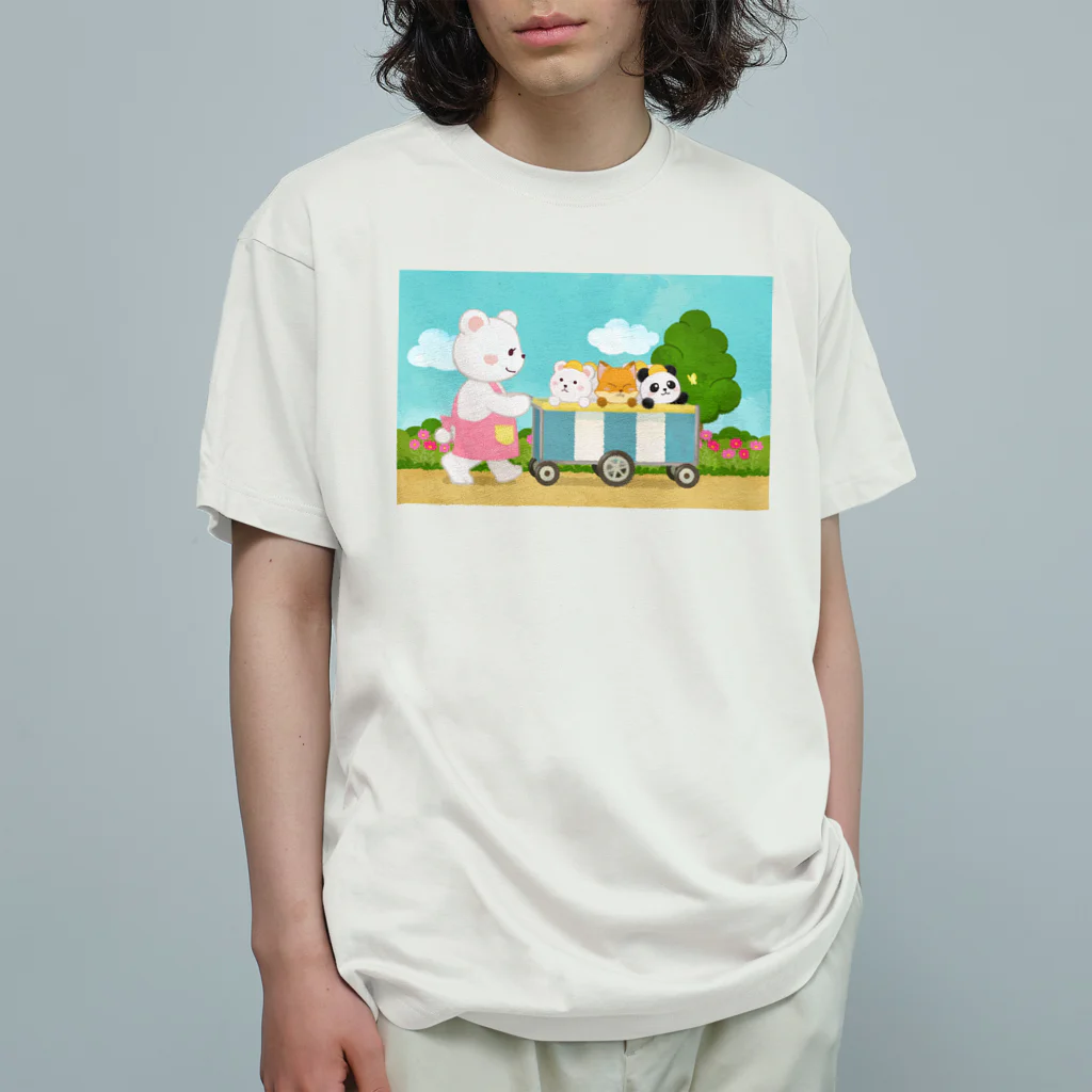 アプリコワークスのくまちゃん・みんなでお散歩 オーガニックコットンTシャツ