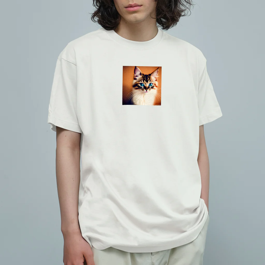 のぞかれ隊の可愛いネコ　ブルーアイズ Organic Cotton T-Shirt