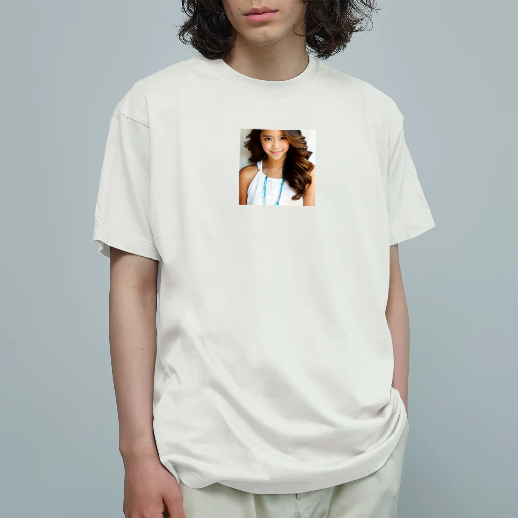 みやこのオリジナルショップの褐色肌のAI美少女のオリジナルグッズ オーガニックコットンTシャツ