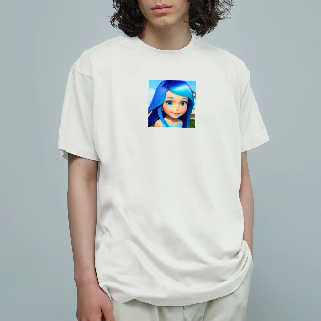 the blue seasonのミア・アクアマリン Organic Cotton T-Shirt