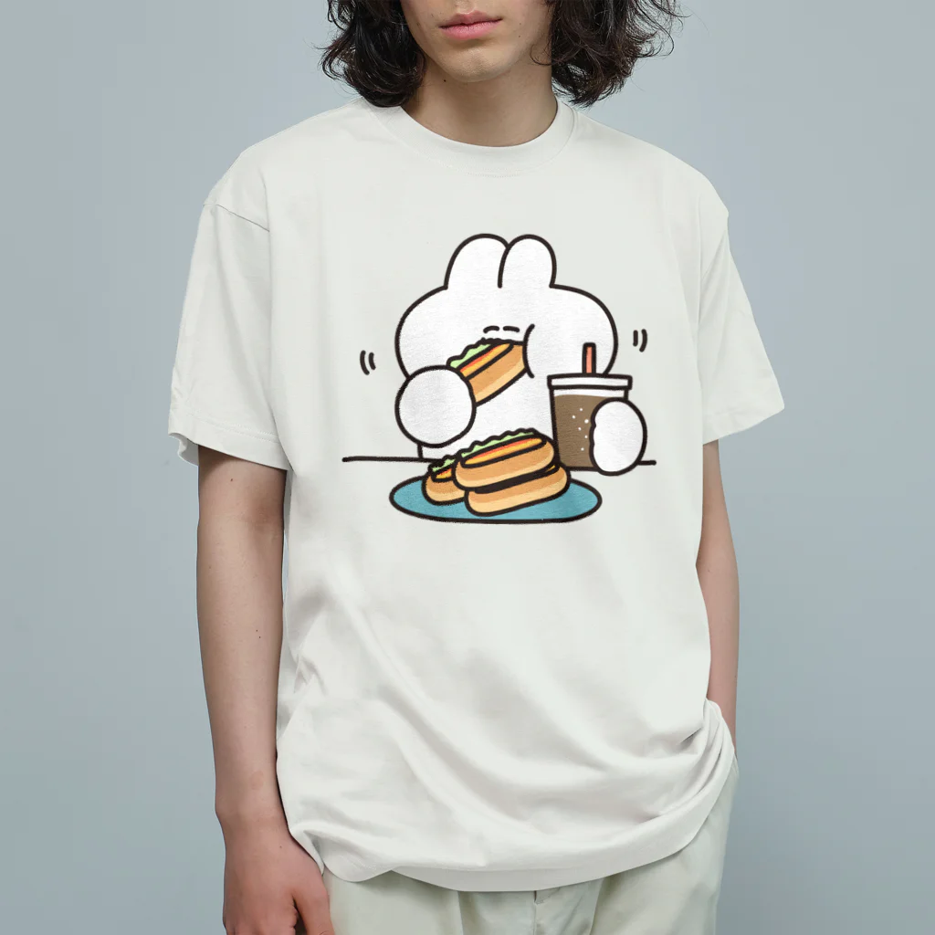 ナポリのSUZURIのホットドックとうさちゃん オーガニックコットンTシャツ