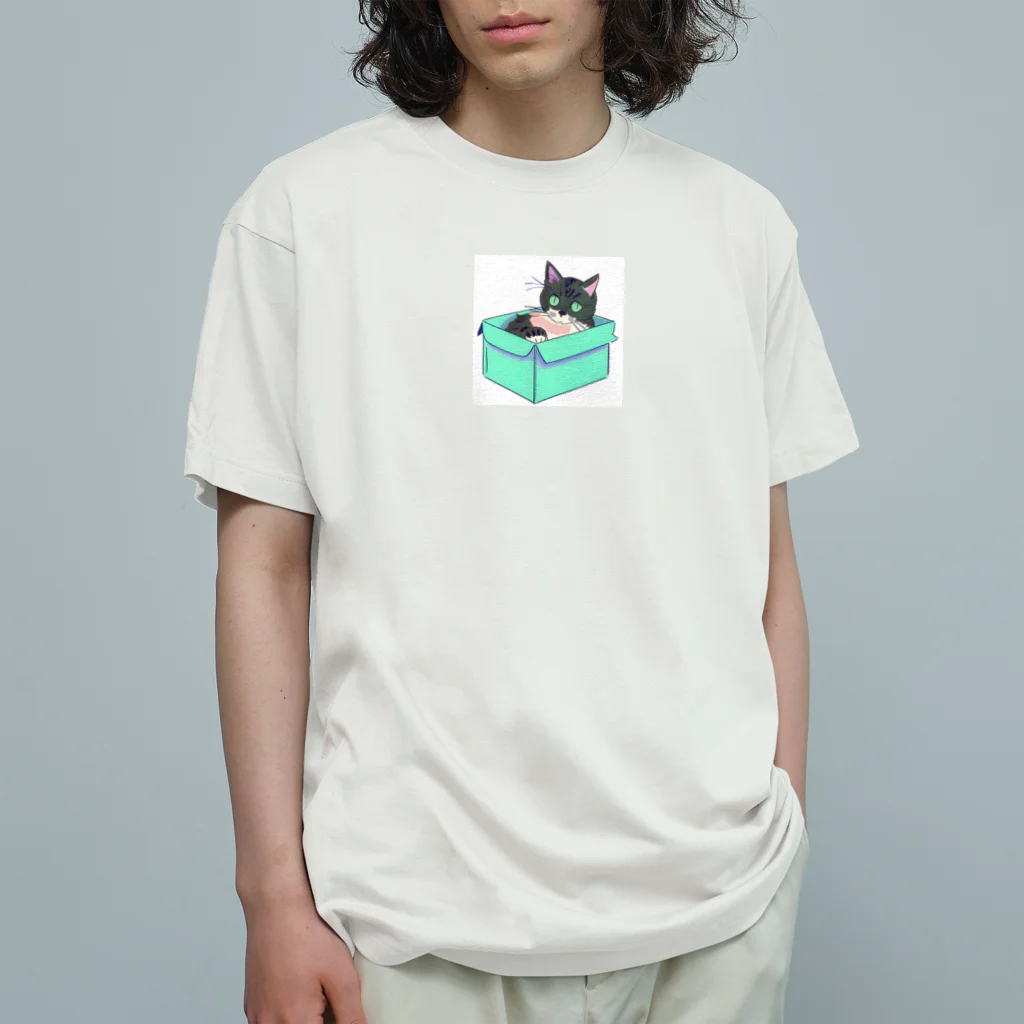 Petal&Purrのダンボール猫 オーガニックコットンTシャツ