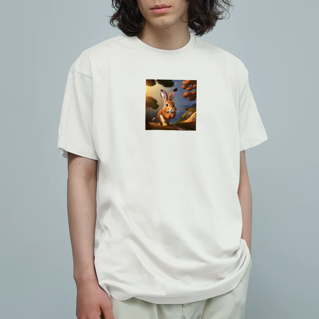 ニコニコマーケットのうさぎとリス Organic Cotton T-Shirt