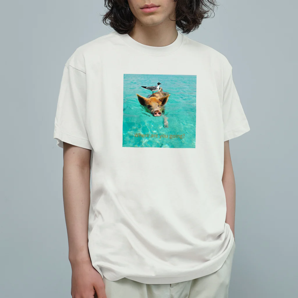 MOMOTAKAショップの海のかけら - ピグとバード オーガニックコットンTシャツ