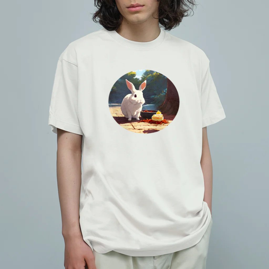 waffle2000のうさぎとスイーツ オーガニックコットンTシャツ