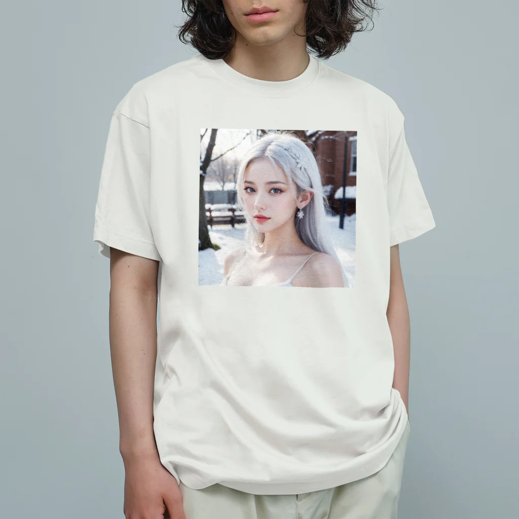 AI goddessの日本の冬・山奥に住む女性 Organic Cotton T-Shirt